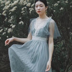 Molifusu Blue Summer Gardenia Dress